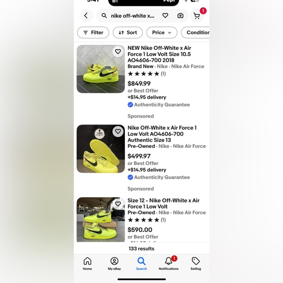 Nike Off-White Air Force 1 Low Volt size 11 - Picture 7 of 16